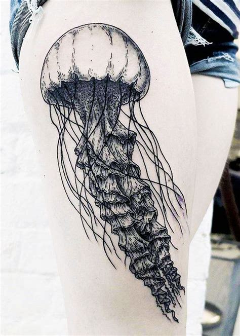 black and white jellyfish tattoo|jellyfish tattoo symbolism.